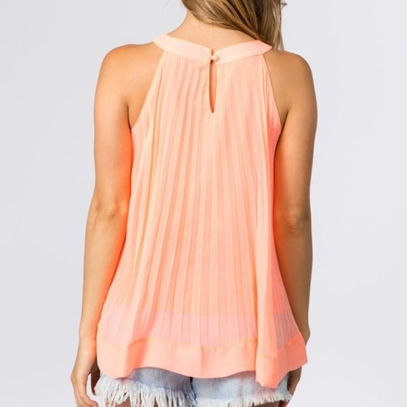 Coral Pleated Trapeze Top - Picture 3 of 4